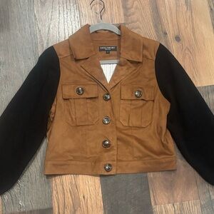Central Park West Tan and Black Women's Blazer/Lightweight Jacket in size small